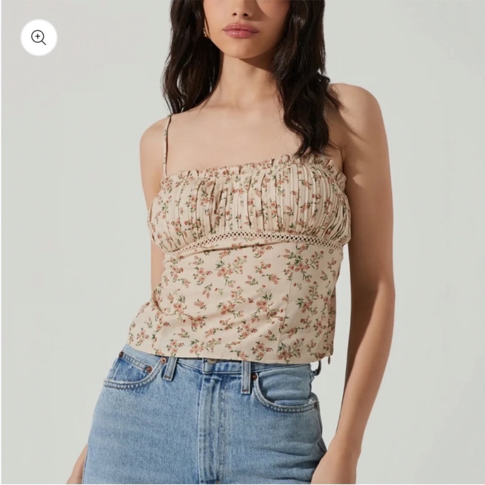 ASTR The Label Pleated Linen Cami Corset Top sz S